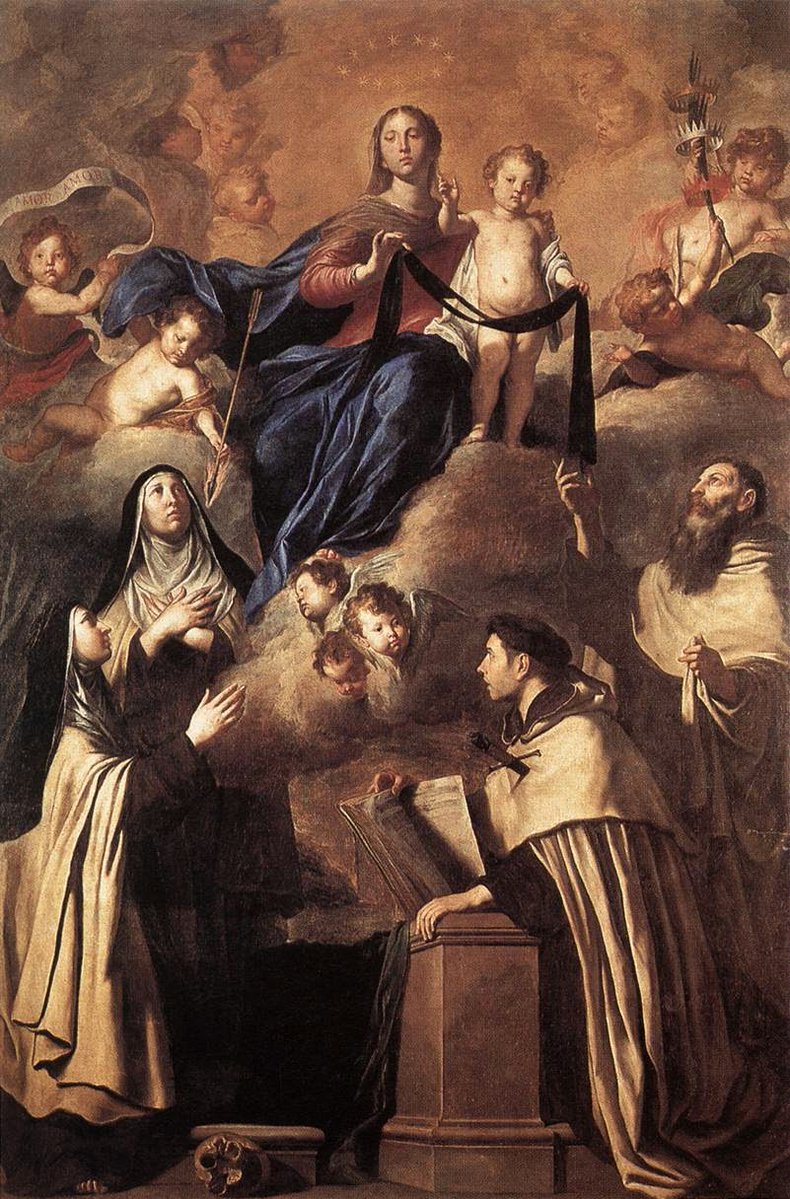 cipripedia's tweet image. Hoy se celebra en el calendario litúrgico católico la festividad de Nra Sra del Carmen.
Os comparto esta soberbia pintura de Pietro Novelli en el Museo Diocesano de Palermo, 1641. Virgen con el Niño con santos carmelitas.
Felicidades a todas las Cármenes.