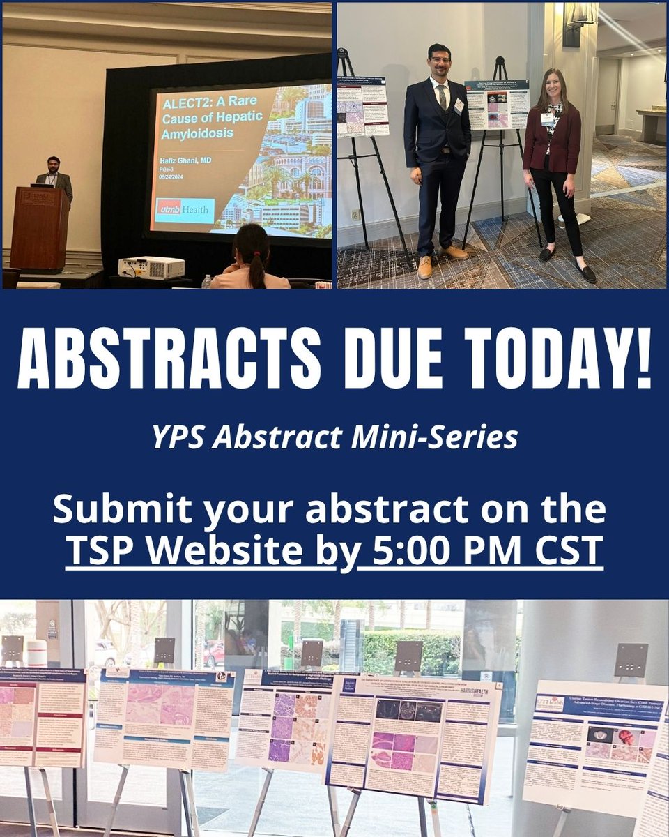 TexPathol's tweet image. ‼️Today is the last day to submit your abstract for the YPS Mini-Series! Applications close TODAY at 5:00 PM CST!  Don&apos;t miss out on this opportunity to present your work in August. Submit your application now - texpath.org/abstract-mini-…

#YPSRetreat2025 #PathX #PathTwitter