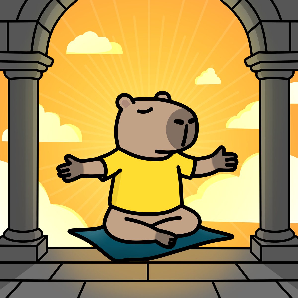 GM #Cardano.🏖️

Capy has entered full Zen Mode.🌅
No stress, just vibes and whitelist blessings. 

Align your chakras &amp; turn on notis. 
WL Mint price will drop later today!🔔