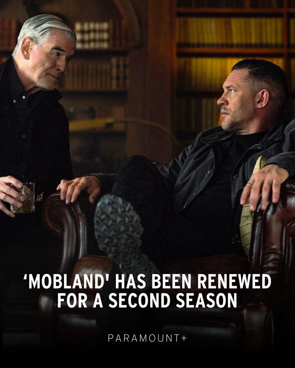 IMDb's tweet image. #MobLand has been renewed! The crime-drama starring Tom Hardy, Pierce Brosnan, and Helen Mirren will be back for a second season .🍸