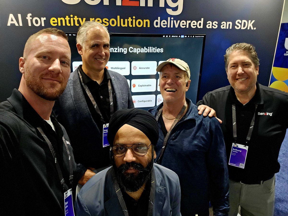 senzing's tweet image. Come see Senzing at Esri UC this week!
@willlayton, Anthony Farinha, Dr. Gurpinder Dhillon, Greg Mundell, and Tyler Carter are in the Expo Hall, Booth #236.
#EsriUC2025 #SenzingPartner #EntityResolution