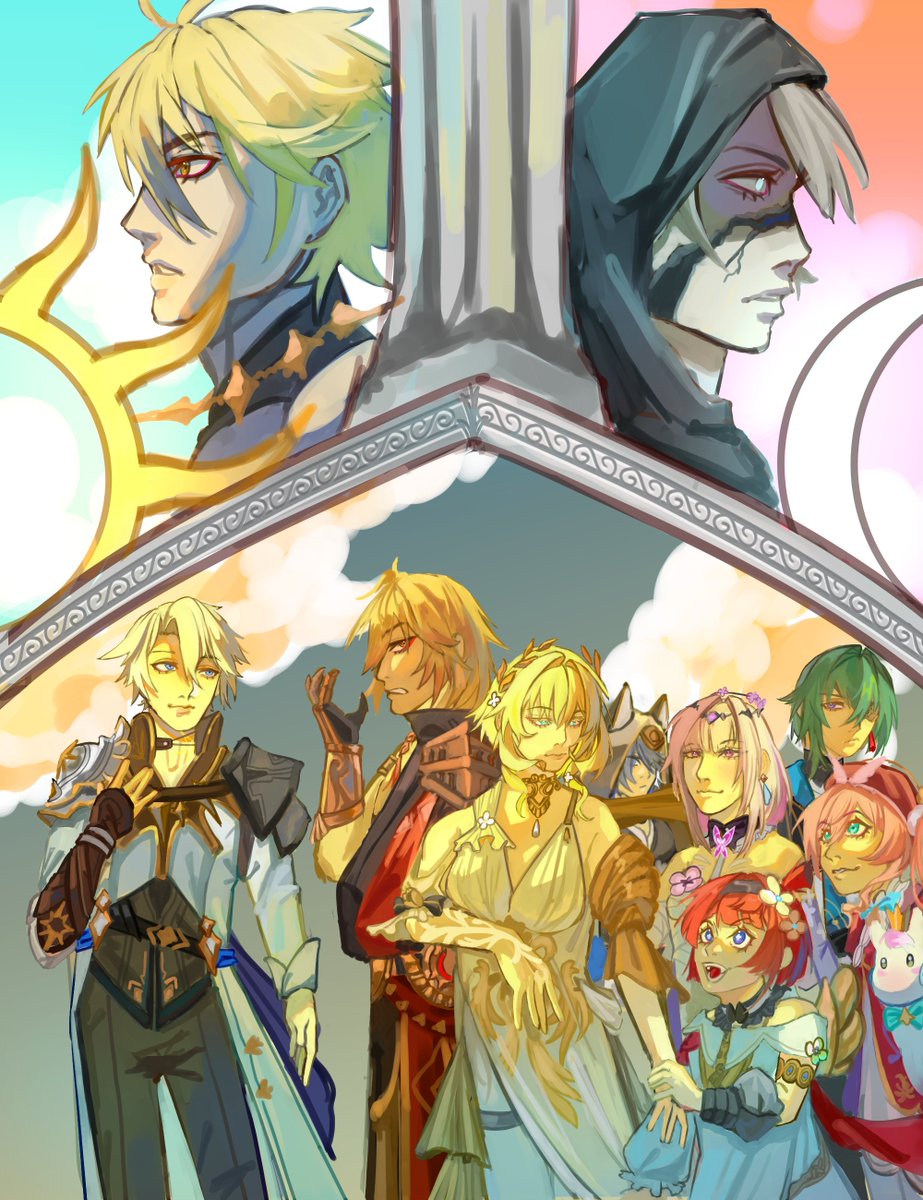 Alunna_xd's tweet photo. the big drawing! all the #Amphoreus cast cause i loved the story! omg this was so big im not doing it again https://t.co/t1JVSqxuC2