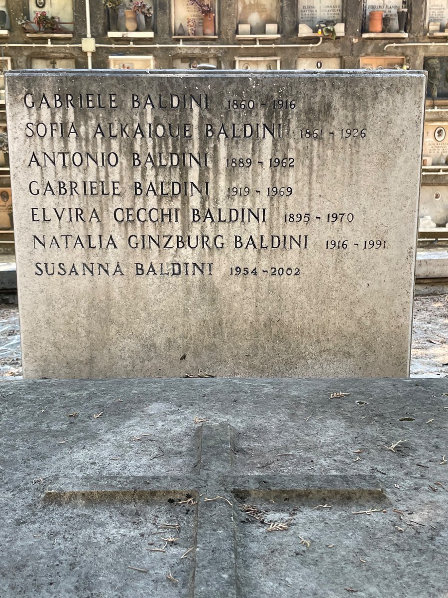 _michaelbarron's tweet image. Grave of Natalia Ginzburg and fam in Verano Cemetery, Rome.
