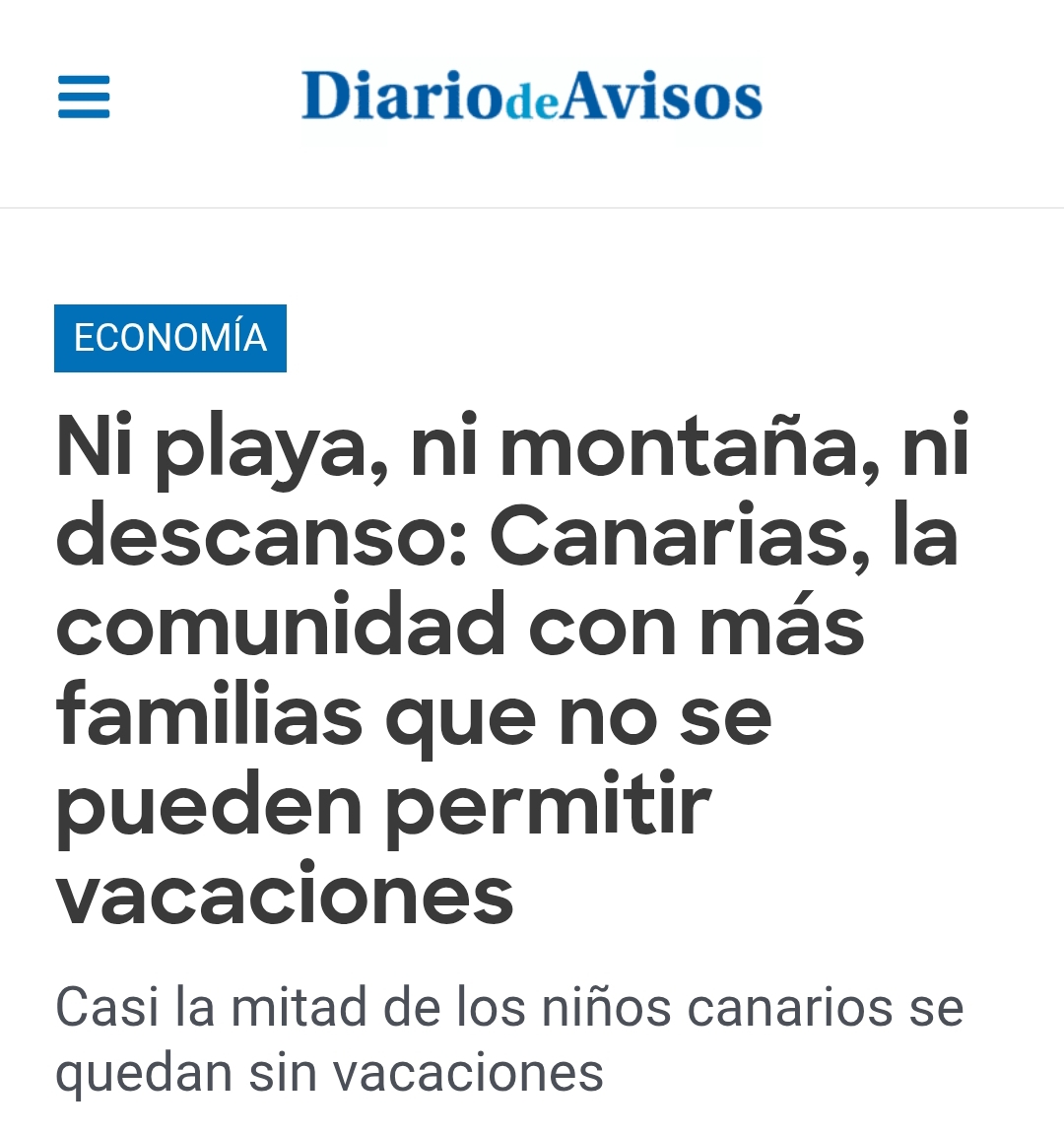 ¿Turisla? ¿En serio?

Con un 47 % de familias canarias que no pueden permitirse unas vacaciones.

Se ríen en nuestra cara.
