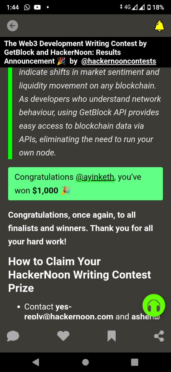 Ayinketh (@ayinketh) on Twitter photo Thank you, <a href="/hackernoon/">HackerNoon | Learn Any Technology</a>
Thank you, <a href="/getblockio/">GetBlock 🧊</a>
It's a honor for me to participate and win, with my article Thank you, <a href="/hackernoon/">HackerNoon | Learn Any Technology</a>
Thank you, <a href="/getblockio/">GetBlock 🧊</a>
It's a honor for me to participate and win, with my article