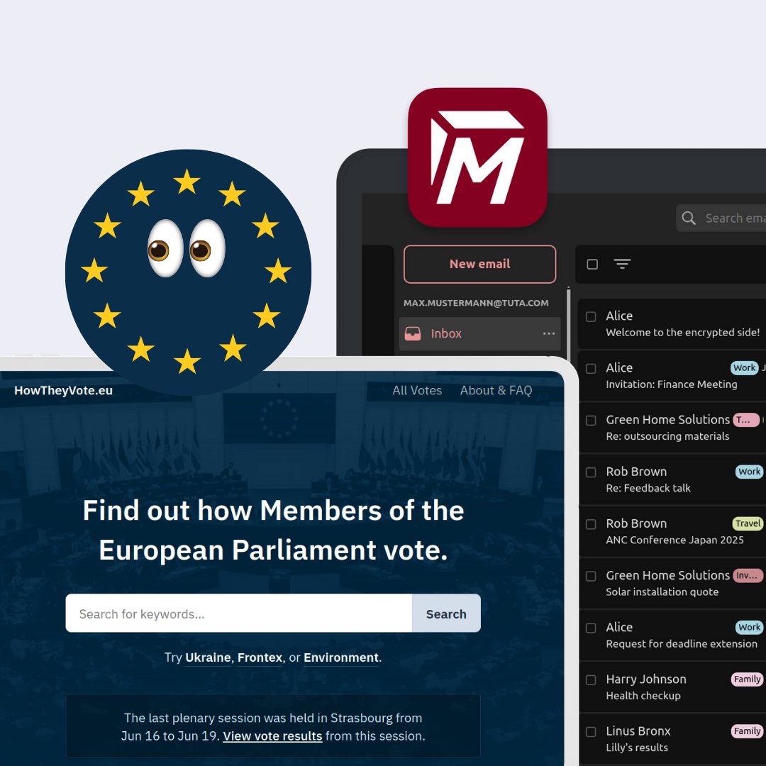 TutaPrivacy's tweet image. We’re proud to support HowTheyVoteEU with our open source donation for their important work: making EU politics more transparent for everyone.
🔎 Open source + transparency = a perfect match!
👉 Learn about this project & our support for open source: tuta.com/blog/open-sour…