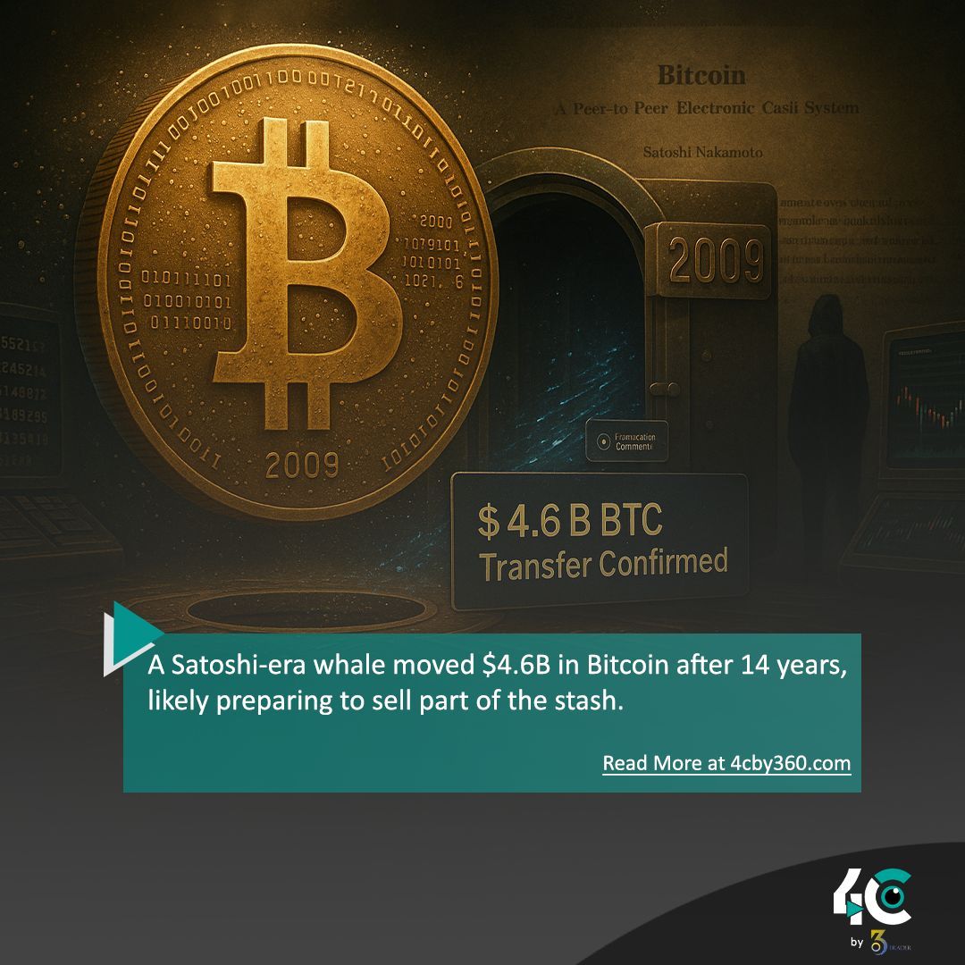 4cby360's tweet photo. 🐋 A dormant Satoshi-era whale just moved $4.6B in Bitcoin after 14 years — a signal that part of the legendary stash may hit the market soon.
#Bitcoin #SatoshiWhale #CryptoWhale #BTCTransfer #CryptoNews #Blockchain #BTCAlert #360Elite #Team360 #HereComesTheBoom #4cby360 https://t.co/6bFy0Yksvc
