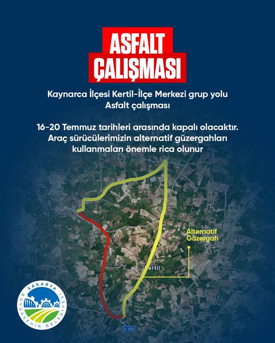 Sakarya’da Kertil Yolunda Çalışmalar Nedeniyle Kapanma
