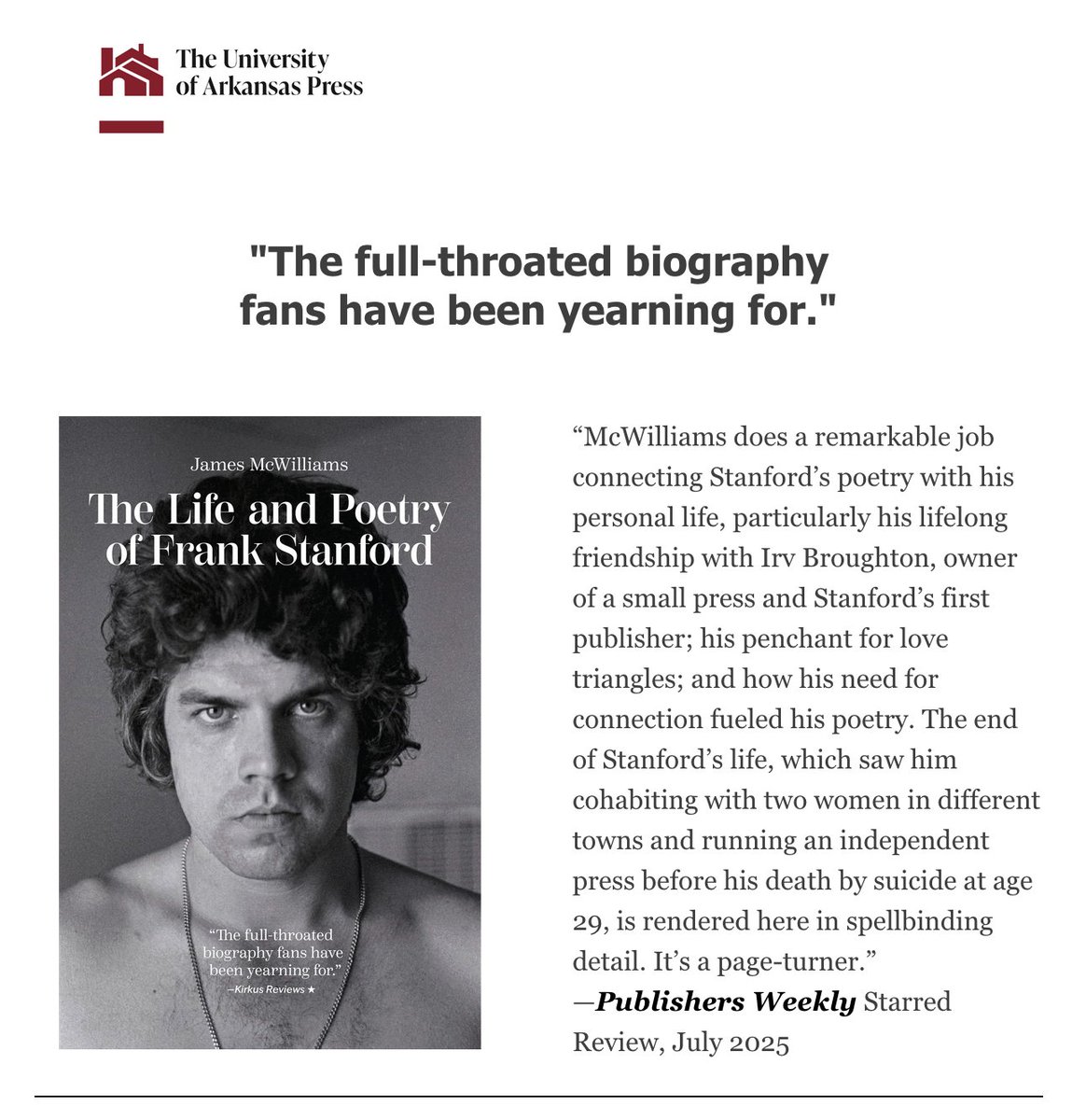 🙌 Acclaim for James McWilliams's enthralling new biography of Frank Stanford:

conta.cc/4kIOmWy