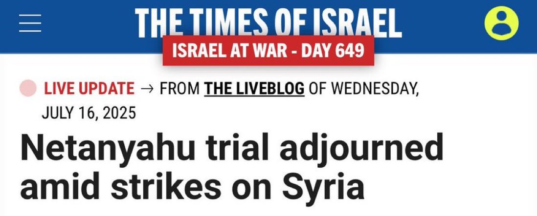 JUST IN - Netanyahu trial adjourned amid strikes on Syria.

How convenient….