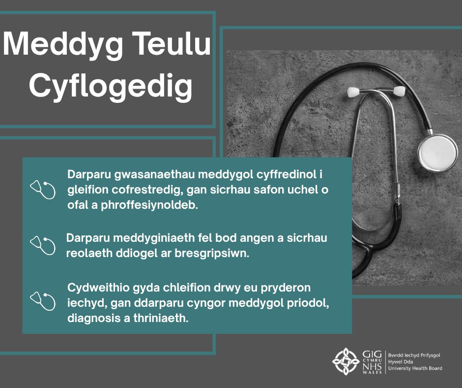 SwyddiHDdaJobs's tweet image. **Meddyg Teulu Cyflogedig**

Meddygfa Tywyn Bach

🟦 Darparu gwasanaethau meddygol cyffredinol i gleifion cofrestredig, gan sicrhau safon uchel o ofal a phroffesiynoldeb.

Cymerwch olwg yma…
jobs.nhs.uk/candidate/joba…
