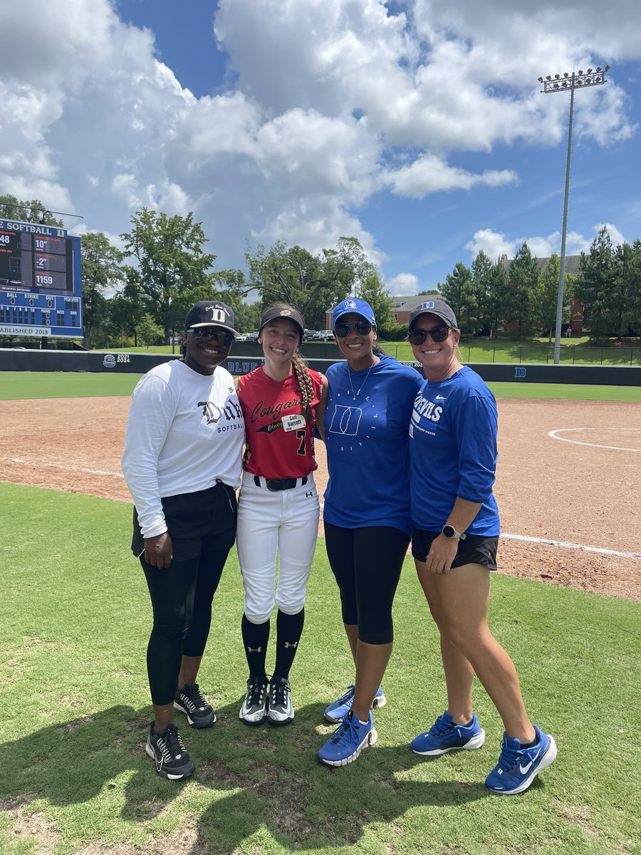 Had such an amazing time at <a href="/DukeSOFTBALL/">Duke Softball</a> Prospect Camp these past two days!! Thank you to <a href="/DukeCoachYoung/">Marissa Young</a>, <a href="/CoachTaylor_W/">Taylor Wike</a>, and <a href="/oliviaadyan/">“Coach Liv” Olivia Watkins</a> for putting on a great camp and helping me improve my game by teaching me so many new things!