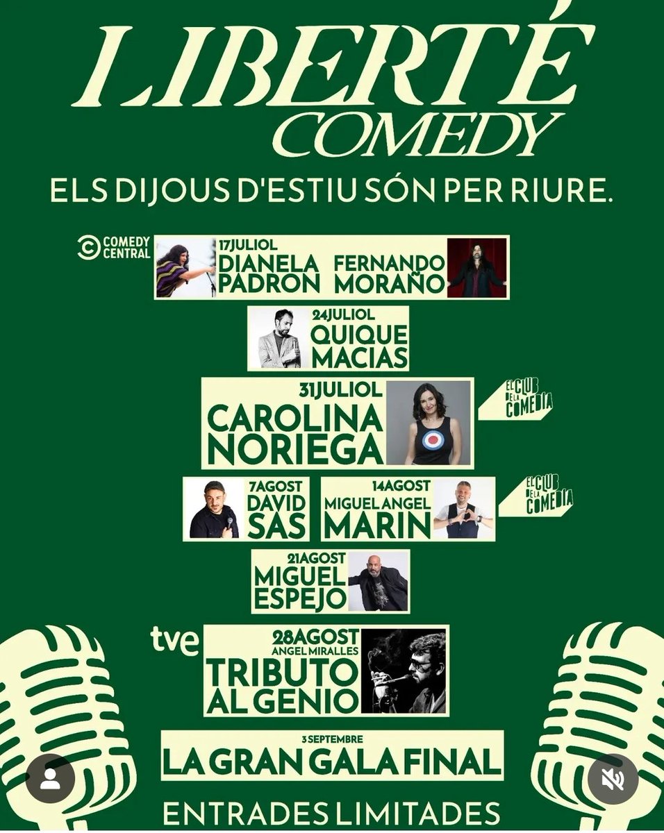 Este 17 de julio voy a estar junto a <a href="/MORYEAR/">Fernando Moraño</a> echando unas risas en #mongat en Liberté🎙️
Cena + Espectáculo ¡No se lo pierdan! 😂🫰