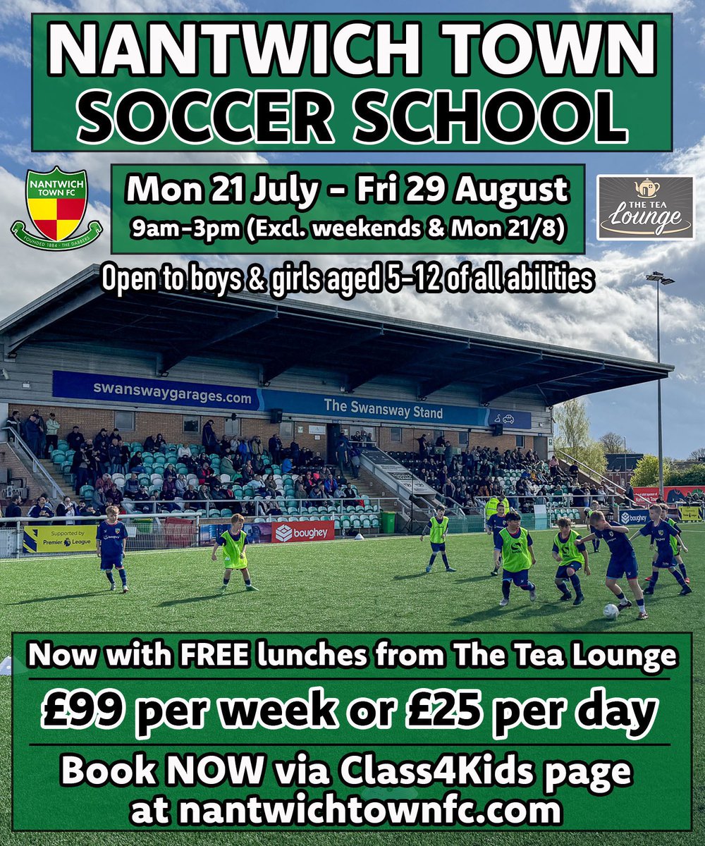 TheDabbers's tweet photo. ⚽️| 𝗗𝗔𝗕𝗕𝗘𝗥𝗦 𝗦𝗢𝗖𝗖𝗘𝗥 𝗦𝗖𝗛𝗢𝗢𝗟

Our summer Soccer School starts next week, with FREE lunches from The Tea Lounge 🥪

Sign up for whole weeks or individual days here 👉 https://t.co/cqC4p7DLsH https://t.co/Vzkk4MgkSp
