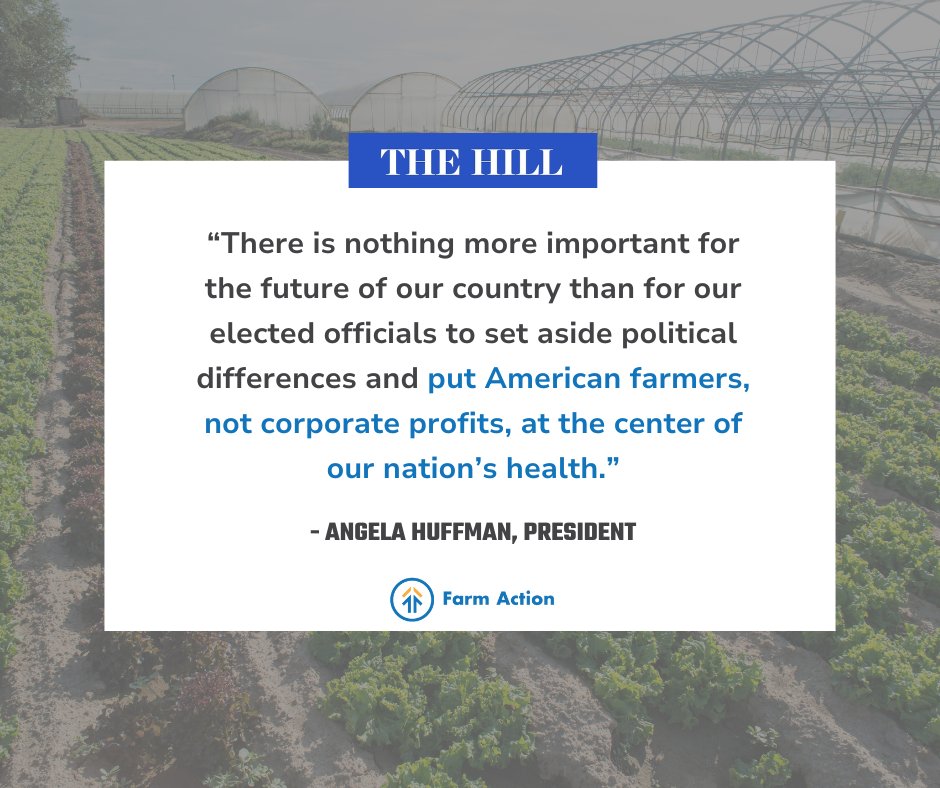 FarmActionUS's tweet image. In her recent op-ed, Farm Action’s Angela Huffman responds to the MAHA report linking corporate capture of the American diet to the chronic disease crisis—and lays out how we fix it by putting farmers at the center of a healthy food system. Read more: thehill.com/opinion/energy…