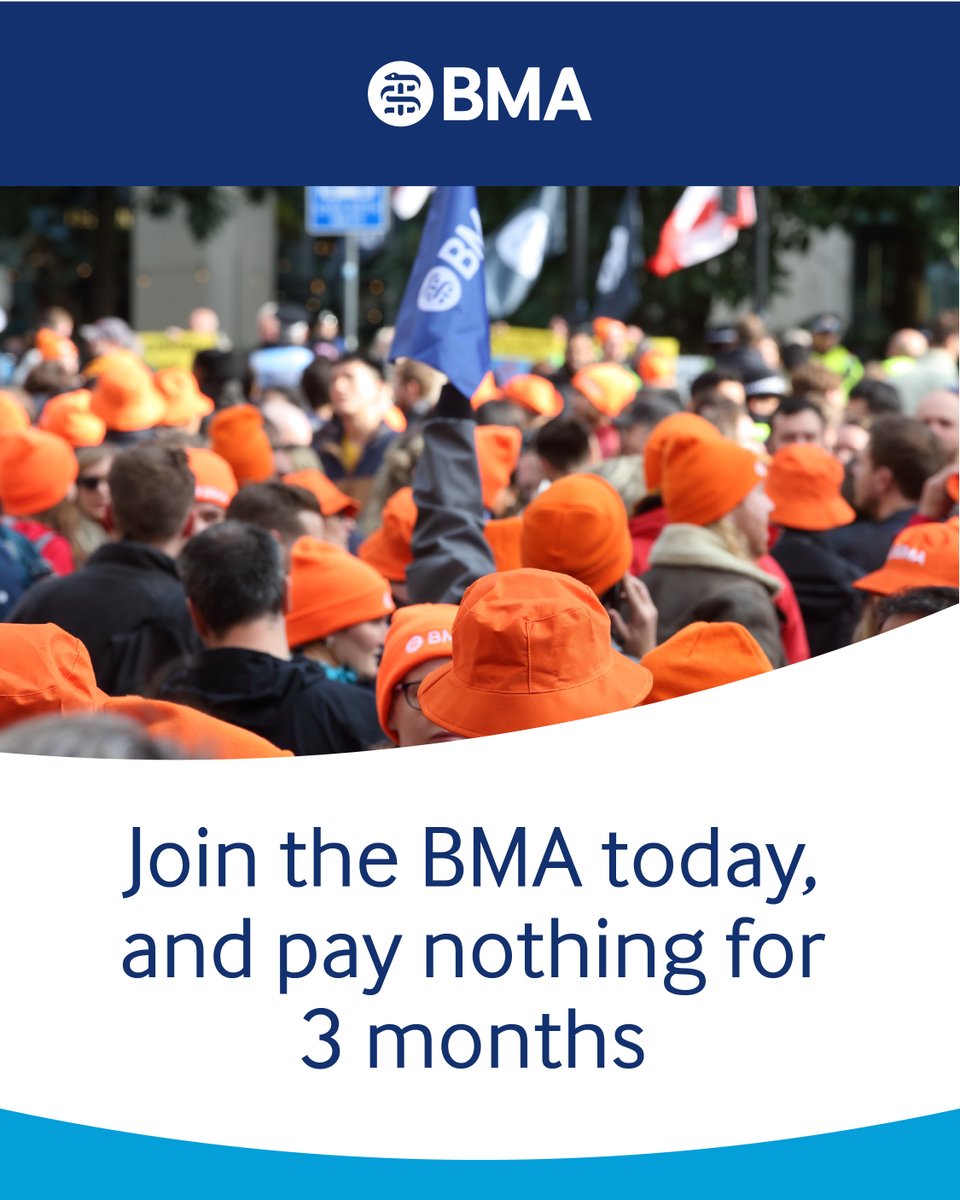 BMACymru's tweet image. 🩺Join 190,000+ UK doctors & med students with the BMA!
🗣️ Make real change in your workplace & profession 🛠️ Get expert support, mentoring & advice
👩💻 Join today & pay nothing for the first 3 months
⏳Offer ends 15 August 2025
#JoinTheBMA