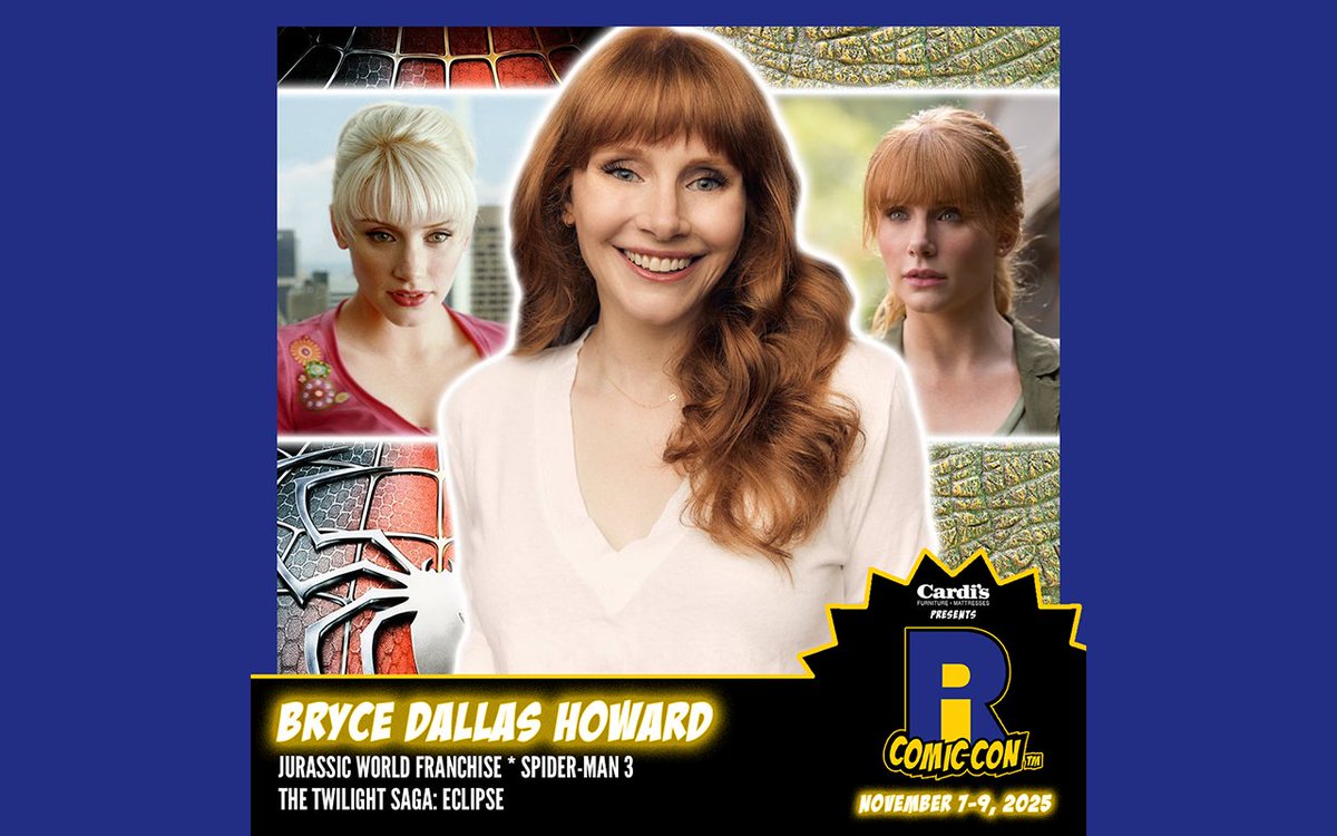 ricomiccon's tweet image. Please welcome @BryceDHoward to #RICC2025 at @The_AMPPVD and @RIConvention! Bryce is best known for playing Gwen Stacy in Spider-Man 3, Kate Connor in #Terminator Salvation, and Victoria in The #Twilight Saga: Eclipse. Bryce gained further recognition with her role as Claire…