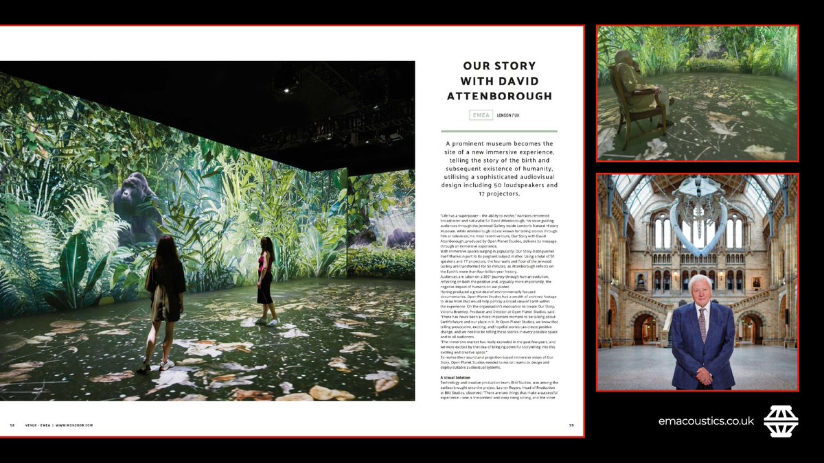 We're proud to share that our Reference and EMS series loudspeakers are extensively installed in a new immersive experience at the <a href="/NHM_London/">Natural History Museum</a>.

Read the full story in the latest issue of <a href="/mondodr/">MONDO-DR</a>  (pages 58-63): issuu.com/mondiale/docs/…  

#OurStory #EMAcoustics #ProAV