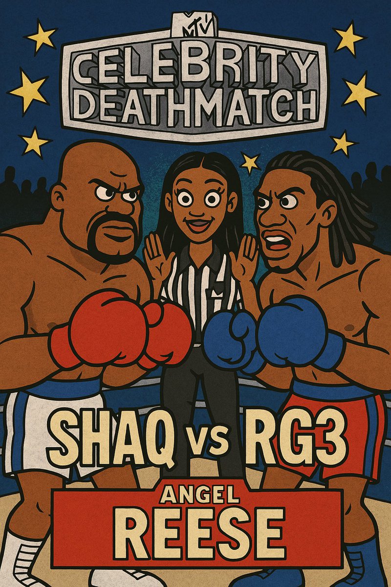 shotbybuddha's tweet photo. Who Yall Got? 🥊Shaq vs RG3 

🤵🏾‍♀️Angel Reese Special Guest Referee

#CelebrityDeathmatch #Shaq #Rg3 #AngelReese https://t.co/PNtdruI3dm
