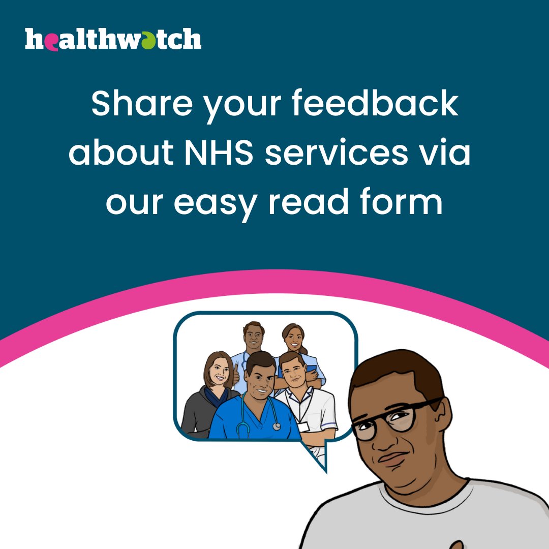 HealthwatchE's tweet image. We want to hear about your experience of NHS or social care services. If you find it easier to use easy-read materials, you can still tell us about your experience via our easy read survey - smartsurvey.co.uk/s/easy-read-ha…