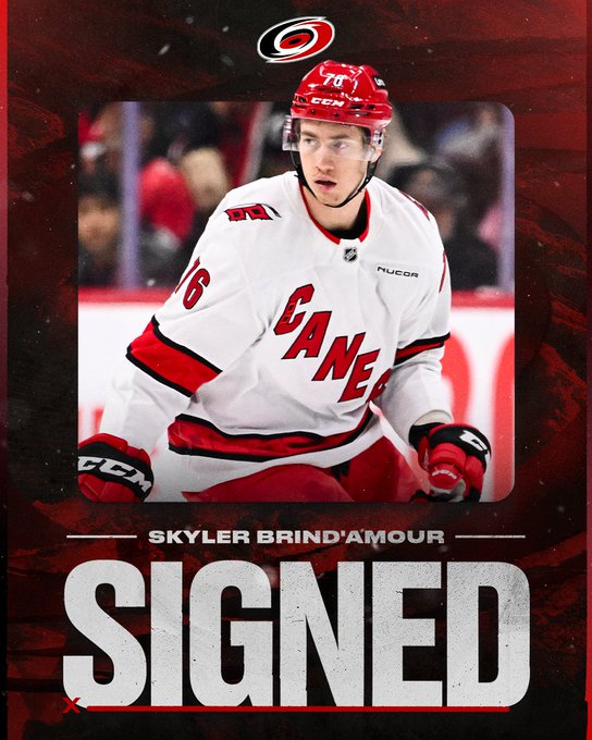 Graphic announcing Skyler Brind'Amour has been signed