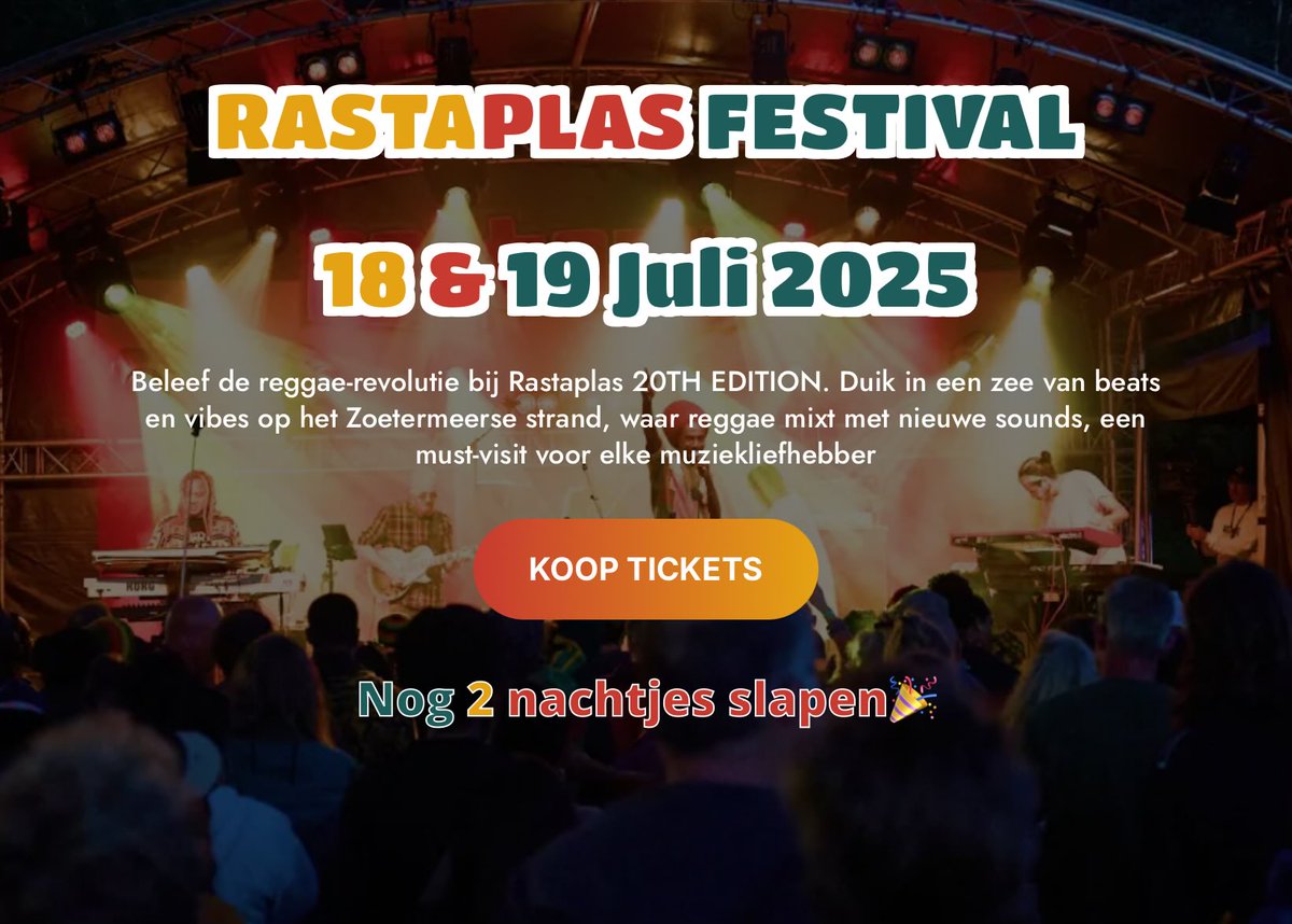 🇧🇴 Nu we weten dat het fantastisch festival weer gaat worden gaan de kaarten door het dak! Twijfel jij nog om naar het gezelligste festival van de randstad te komen? 18&amp;19 juli
Koop nu snel je kaarten! ☀️😎 rastaplasfestival.nl 
#RastaPlas #Zoetermeer NOG TWEE NACHTJES SLAPEN