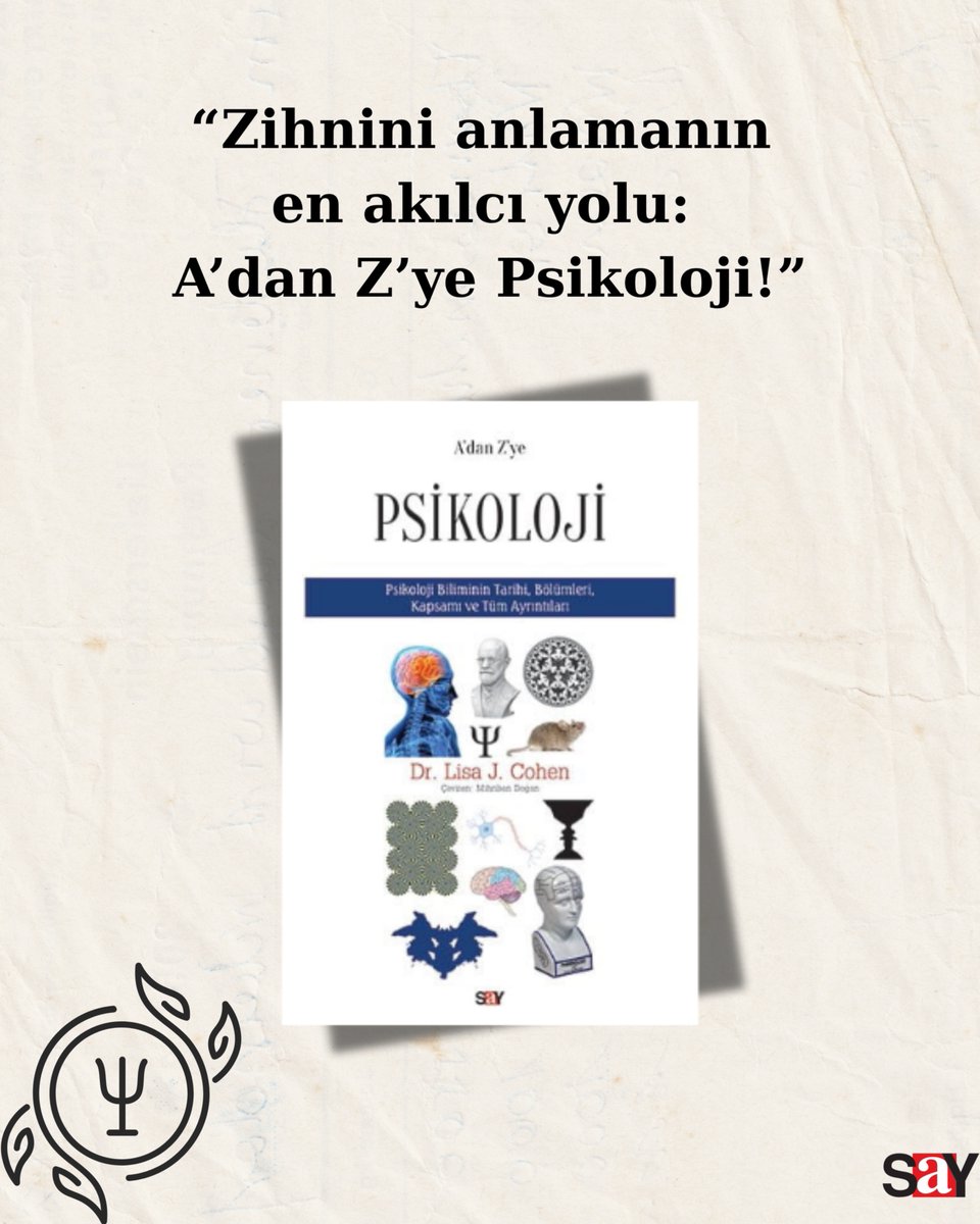 📘 Tekrar raflarda!
Psikolojiyi yalnızca uzmanlara bırakmak zorunda değilsiniz. A’dan Z’ye Psikoloji, bilimsel derinliğiyle birlikte herkesin anlayabileceği bir dil sunuyor.

🧠 Neden severiz, neden çalışırız, neden bazen her şeyden uzaklaşmak isteriz?
💡 Bu kitap; düşünce, duygu