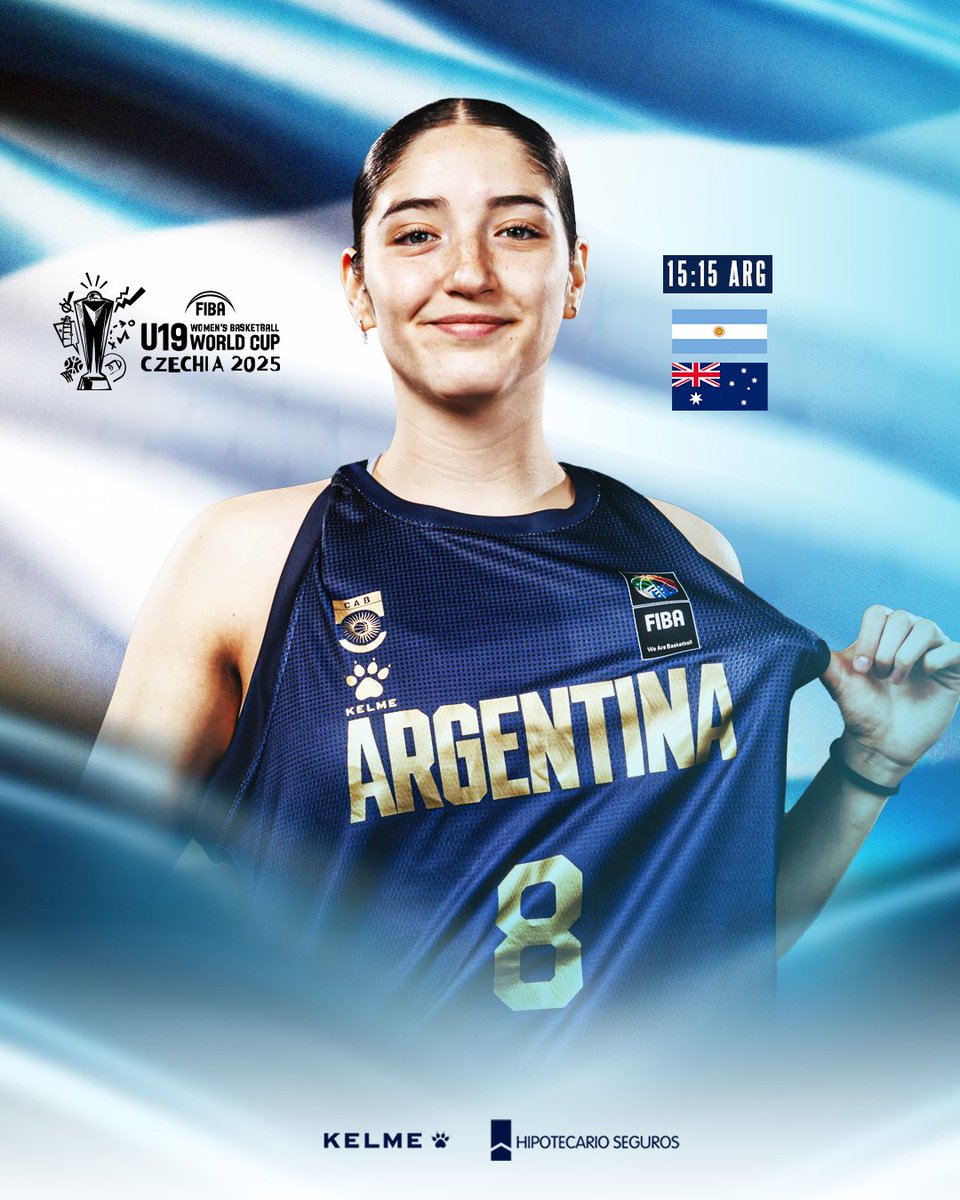 🇦🇷 ¡𝐇𝐎𝐘 𝐉𝐔𝐄𝐆𝐀 𝐀𝐑𝐆𝐄𝐍𝐓𝐈𝐍𝐀! 🙌

🏀 La Selección U19 femenina disputa los octavos de final de la Copa del Mundo #FIBAU19.

🆚 Australia 🇦🇺
🕣 15.15hs
📺 Canal oficial de <a href="/FIBA/">FIBA Basketball</a> en YouTube y <a href="/DSportsAR/">DSPORTS Argentina</a>
🏟️ Starez Arena, Brno 🇨🇿