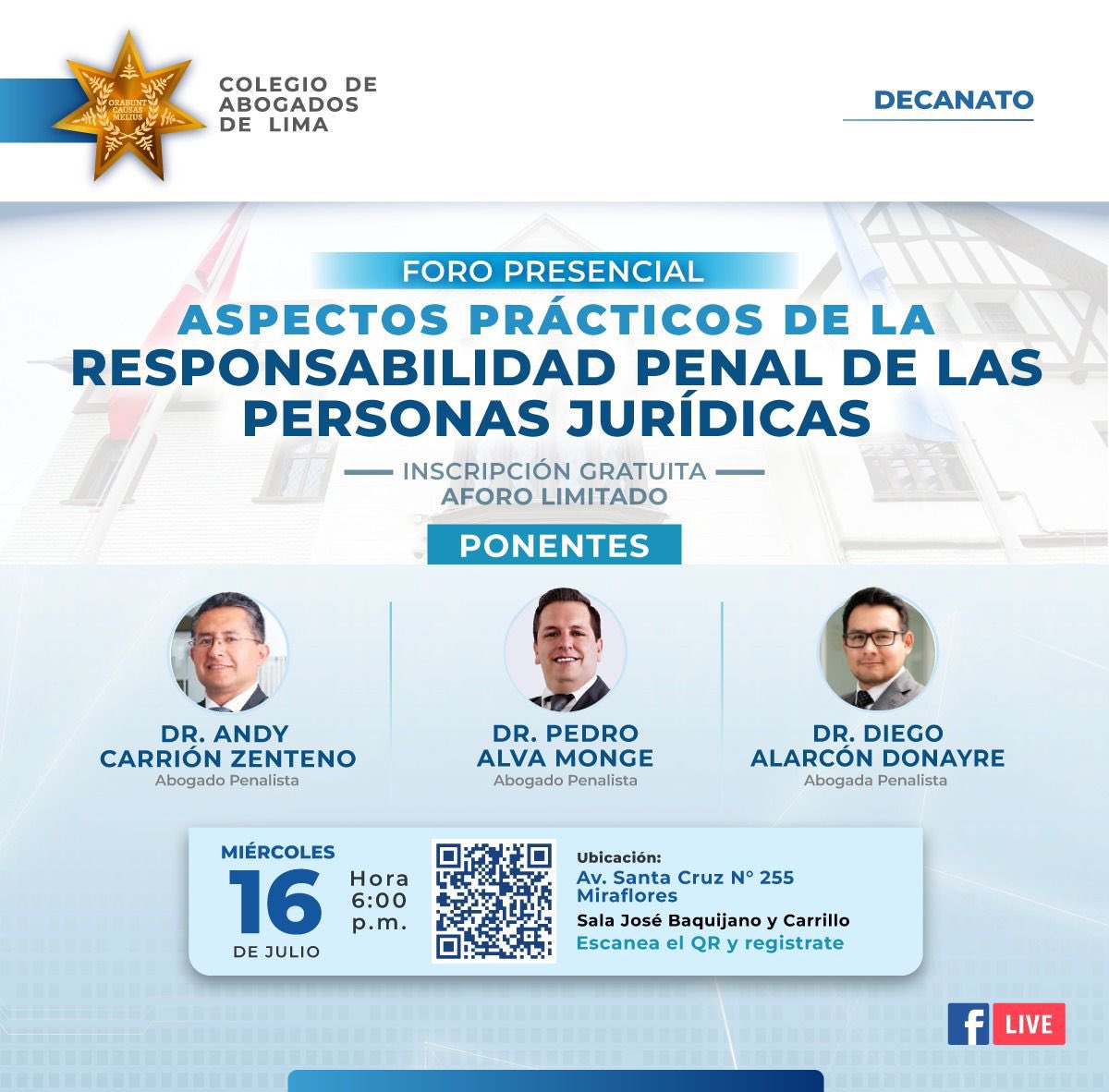 A invitación del Colegio de Abogados de Lima estaré presente hoy en el evento sobre “Aspectos prácticos de la responsabilidad penal de las personas jurídicas”: