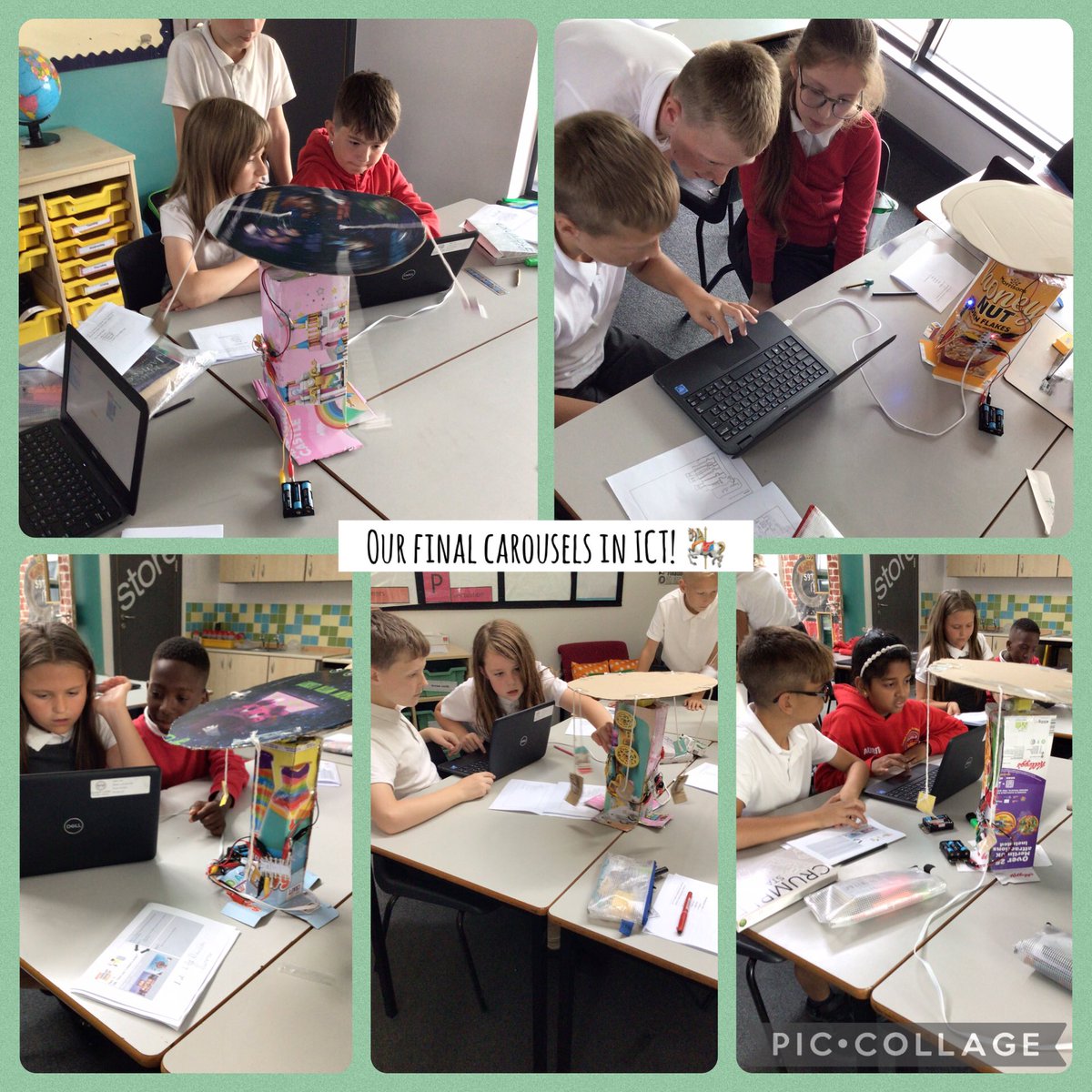We have made our carousels in ICT using the crumble starter kits and the algorithms we have been learning!🎠💻