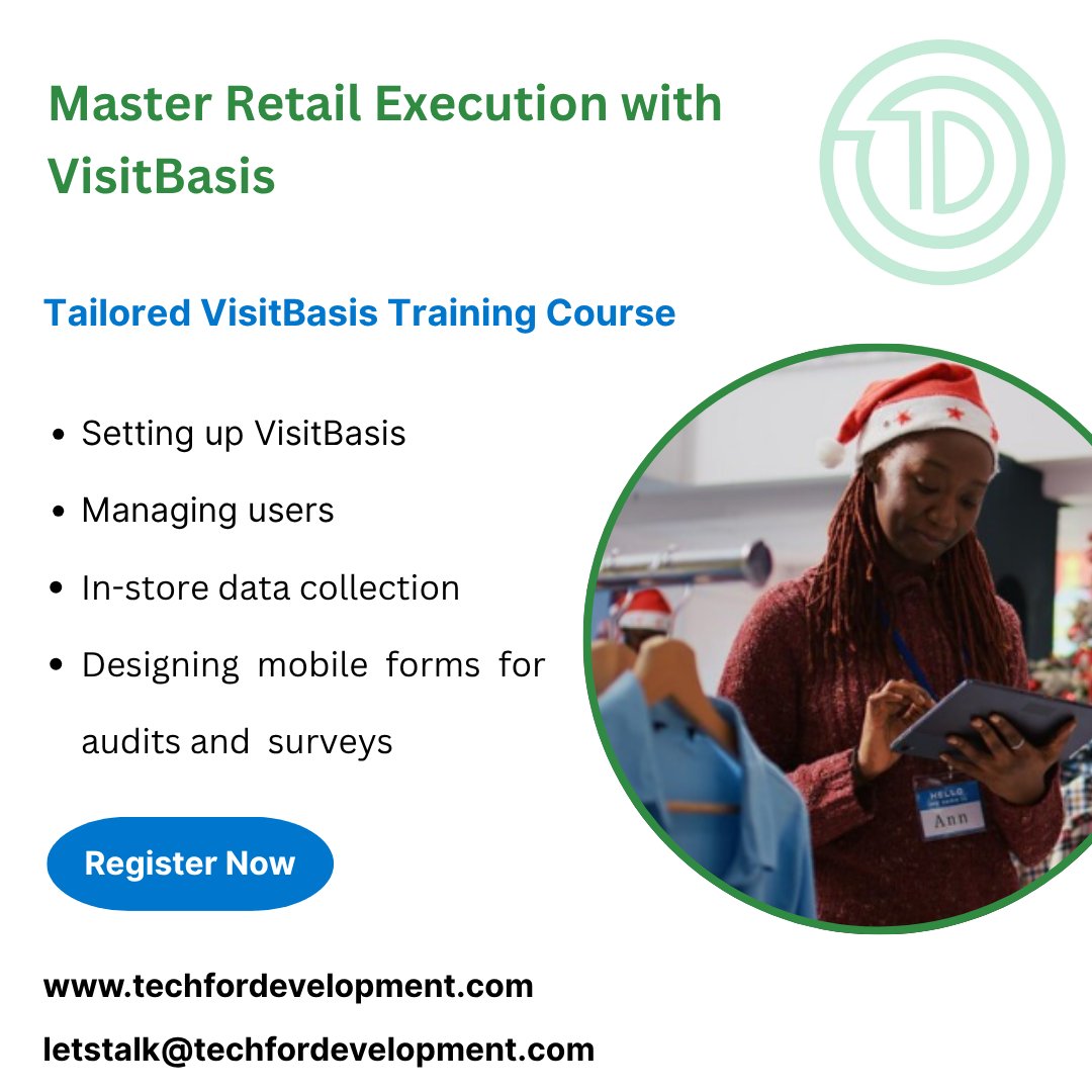 TechForDevelop1's tweet image. Streamline retail tasks with VisitBasis
Master precise planning of retail activities through effective data collection and real-time insights.
Register for a Retail Execution Course now -> tinyurl.com/4533b4rc
#Retail #salesmanager Maraga #MahaliUkoTuko