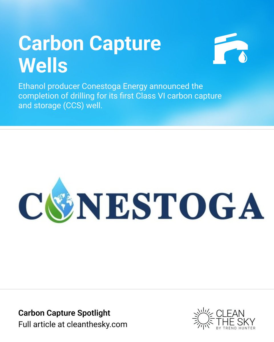 Conestoga drills 1st Class VI CO₂ well, cutting ethanol emissions &amp; tapping 45Q tax credits.  #CarbonCapture #Biofuels Learn more: cleanthesky.com/innovation/con…
