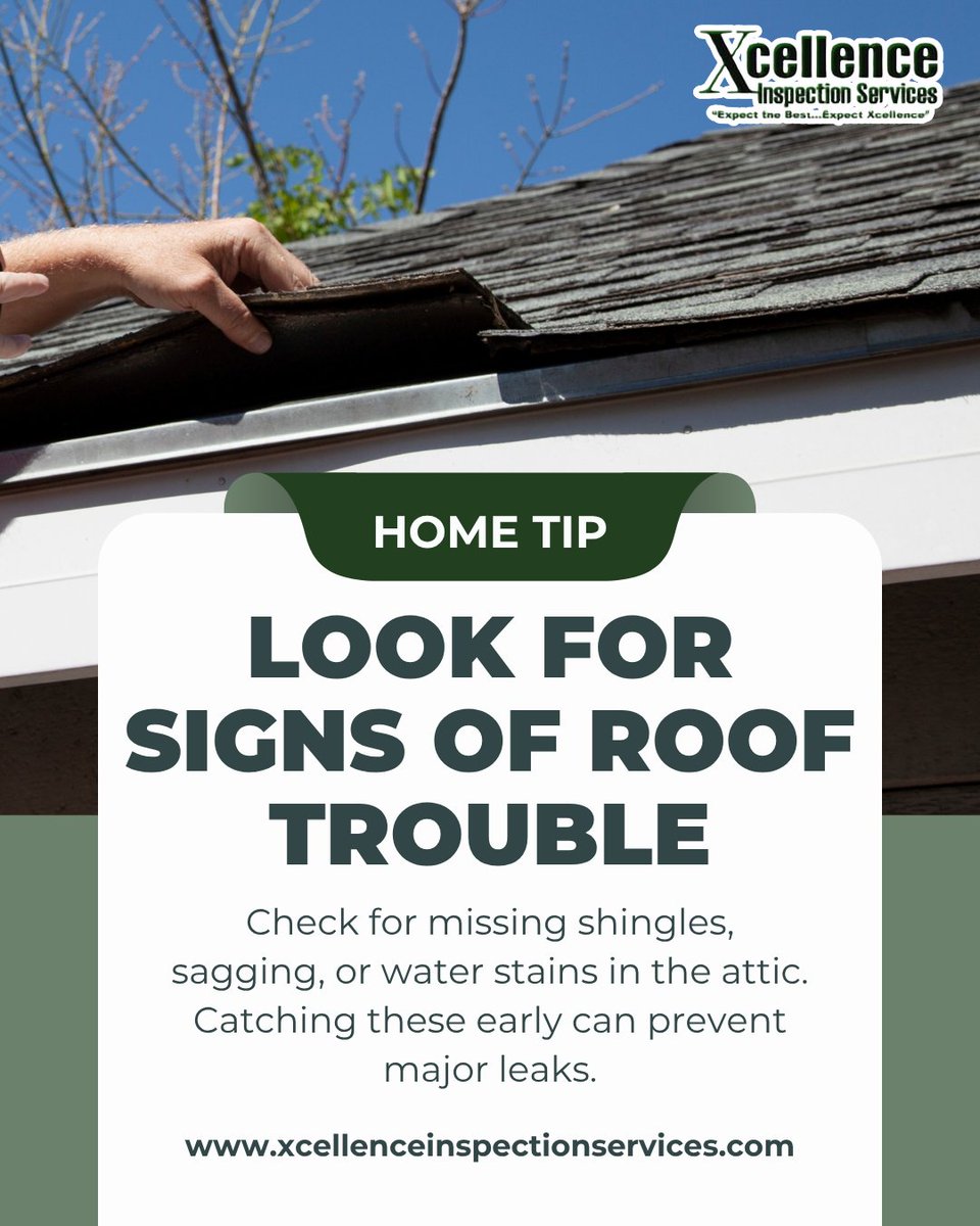 🏠 Home Tip Alert!

Don’t ignore what’s happening overhead—your roof is your home’s first line of defense! Missing shingles, sagging spots, or attic stains can signal roof issues that lead to costly damage.