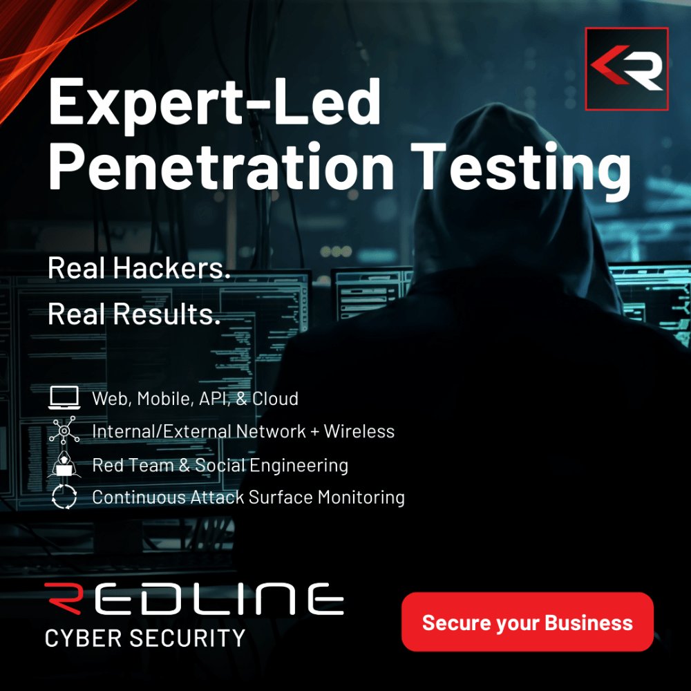 CyberRedline's tweet image. Tired of surface-level pentests and recycled reports?

It&apos;s time to switch providers.

Redline Cyber Security delivers high-impact, manual security testing designed to uncover real risk — not just generate another PDF.

#PenetrationTesting #CyberSecurity #RedlineCyberSecurity
