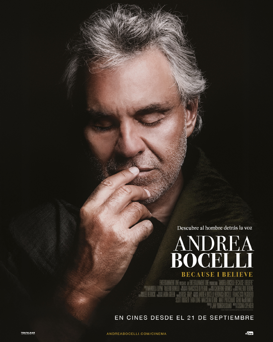 🎶 Andrea Bocelli: Because I Believe llega a la gran pantalla en una noche única y emotiva ✨
Una experiencia cinematográfica que celebra los 30 años de carrera del tenor más querido del mundo.

📅 Solo el 21 de septiembre en cines
🎟️ Entradas ya a la venta en