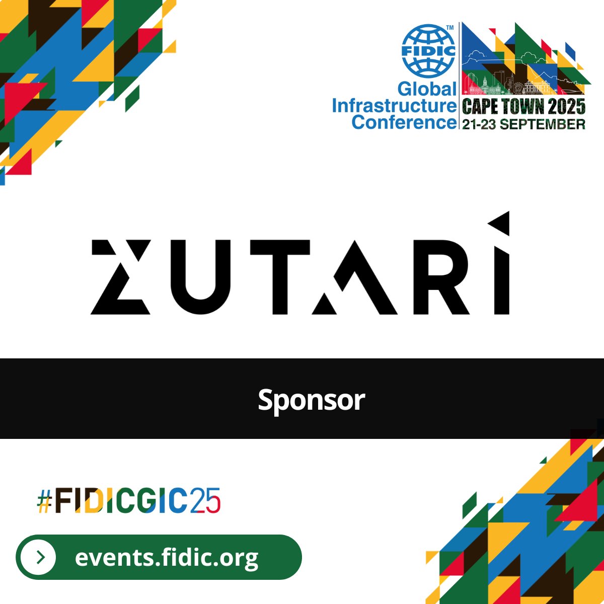 FIDIC's tweet image. 🌍 We're proud to welcome Zutari as a sponsor of #FIDICGIC25 in Cape Town, 21–23 Sept!
With 90+ years of impact across Africa & the Middle East, Zutari delivers innovative, people-focused infrastructure solutions that uplift communities.
👉 events.fidic.org/gic25/7727784…