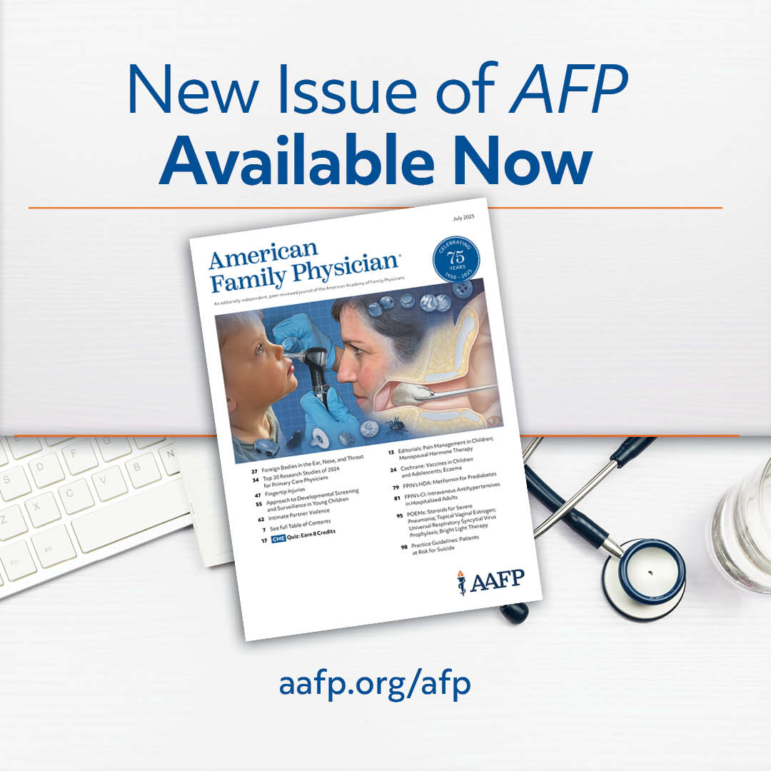 AFPJournal's tweet image. The new issue of AFP is available! Read it now: bit.ly/4lxEKzm #FamilyMedicine #AFPJournal