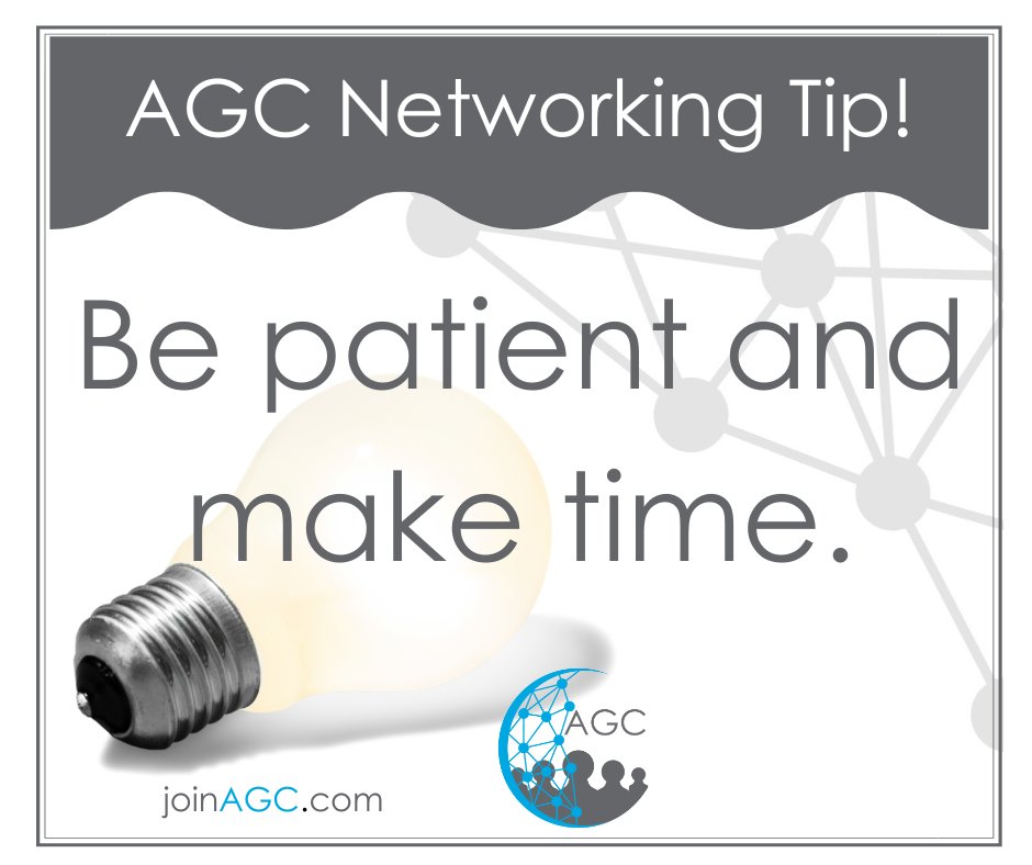 Cultivating strong relationships can take time, as can networking to find the right position. Be patient as you meet with connections and make new ones. ❤️✨

#joinagc  #networkingtips   #businessnetworking   #businessevent  #networkingevent