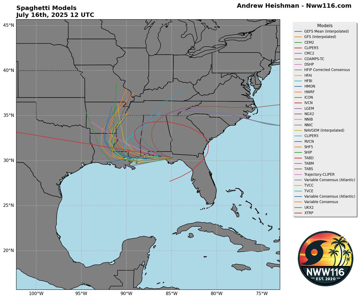 NWW116_WX's tweet image. 12 UTC spaghettos are out! Slight northerly shift. #93L #wx #tropics