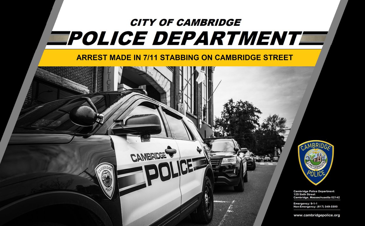 Arrest Made in Stabbing on Cambridge St. – Yesterday, CPD Detectives arrested Michael Dias on charges related to a stabbing incident that occurred on Friday, 7/11 in the vicinity of Cambridge Hospital. The victim was treated for a non-life-threatening arm injury. #CambMa