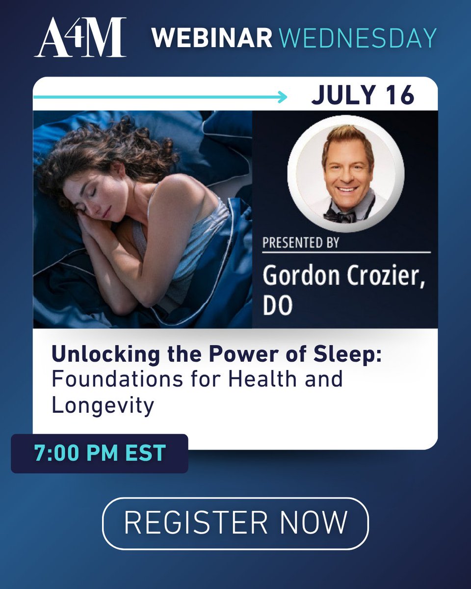 💤Sleep isn't just rest - ⚙️it's repair and resilience 

Join Dr. Gordon Crozier, a leading expert in precision medicine and regenerative therapies, for a deep dive into how optimizing sleep can transform healthspan, cognitive function and more.

🔗 go.a4m.com/454B0PL