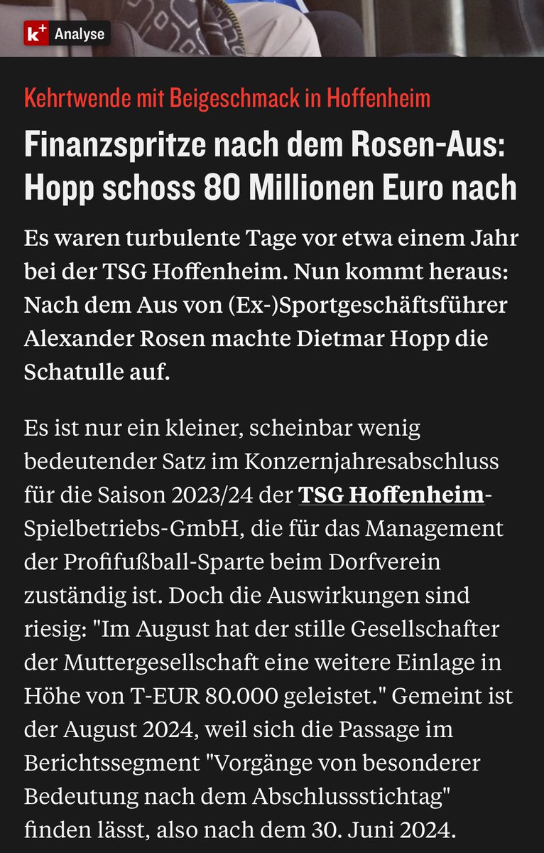 Nah, Hoffenheim wirtschaftet einfach  gut