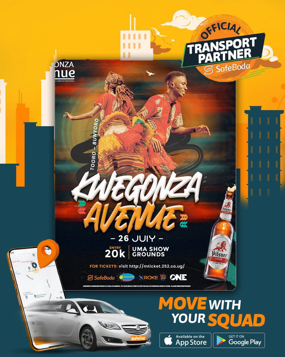 SafeBoda and safe car will be at your service for all your movements to the venue on the 26th July .
Just grab the ticket at 20k &amp; move like a king 
#KwegonzaAvenue2025