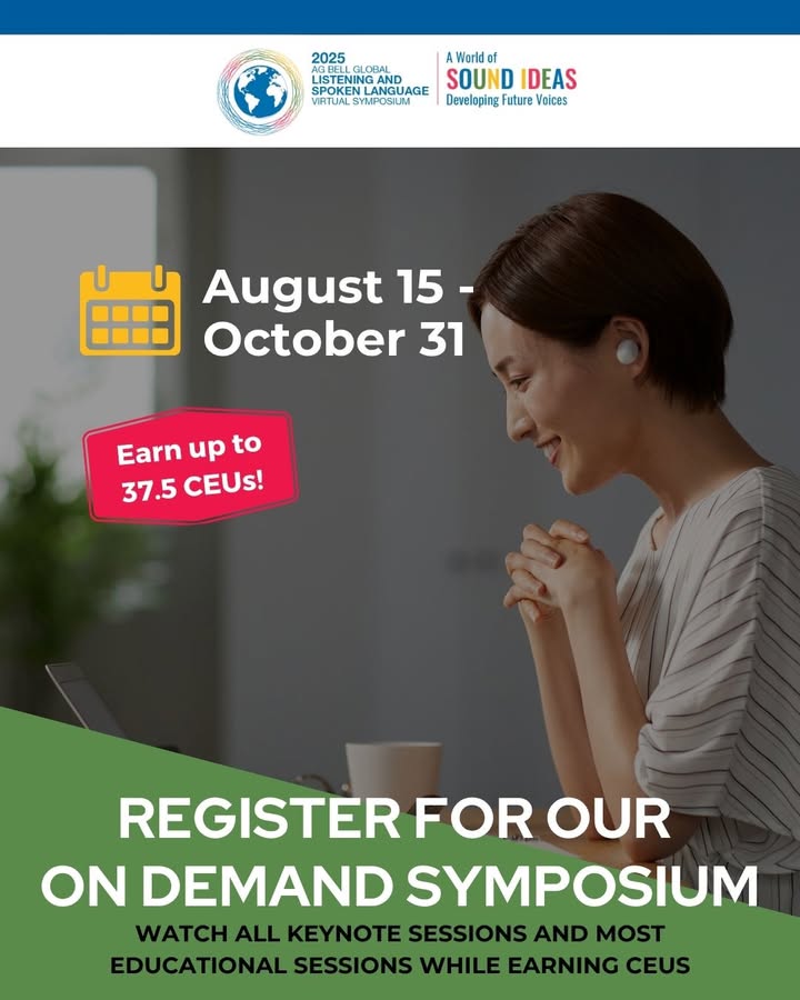 Our on-demand Symposium is here — offering expert insights on listening and spoken language, early intervention, advocacy, and more.

Perfect for busy professionals, parents, and anyone passionate about supporting children who are deaf and hard of hearing bit.ly/40kWfdF