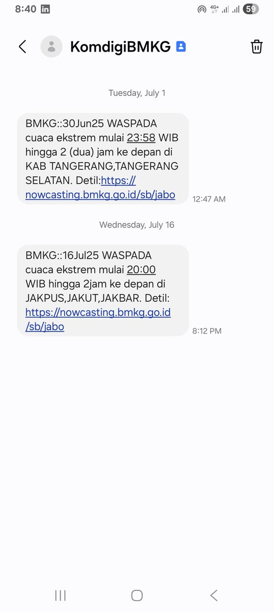 Adakah warga X dapat SMS #BMKG?