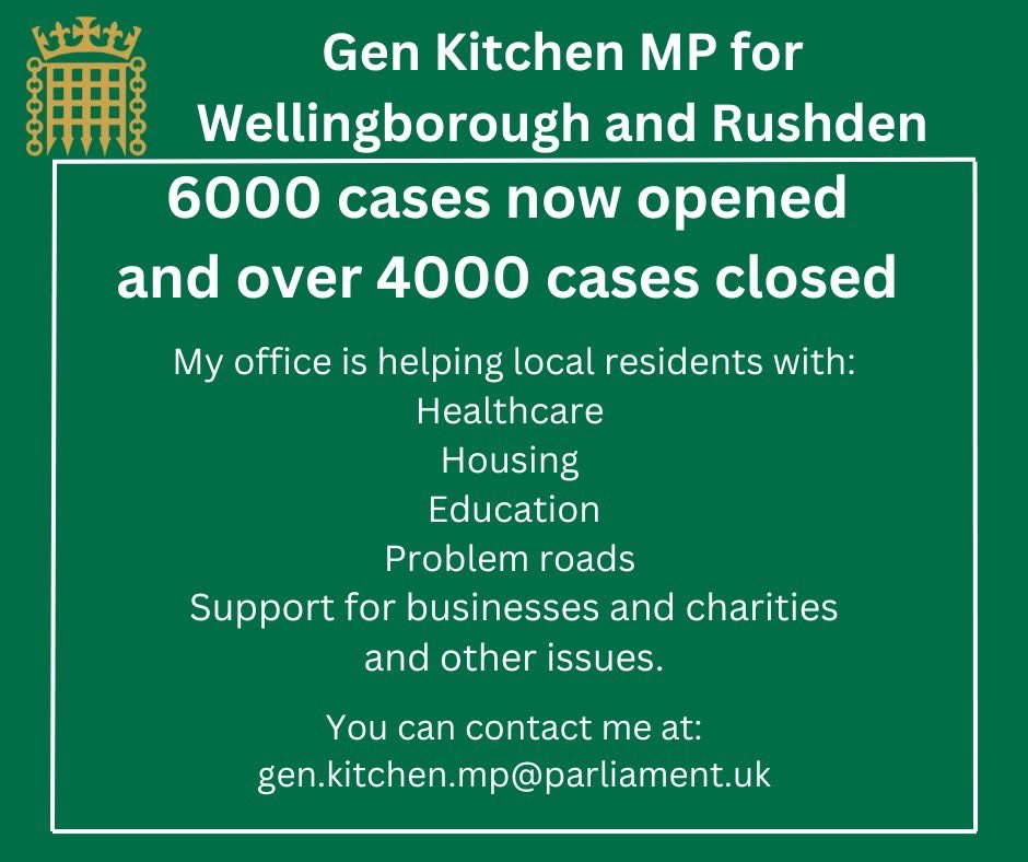 Gen Kitchen MP🌹🇬🇧 (@gen_kitchen_mp) on Twitter photo My team have recently opened our 6,000th case on behalf of local people. If there is an issue you need help with, you can contact my office on gen.kitchen.mp@parliament.uk My team have recently opened our 6,000th case on behalf of local people. If there is an issue you need help with, you can contact my office on gen.kitchen.mp@parliament.uk