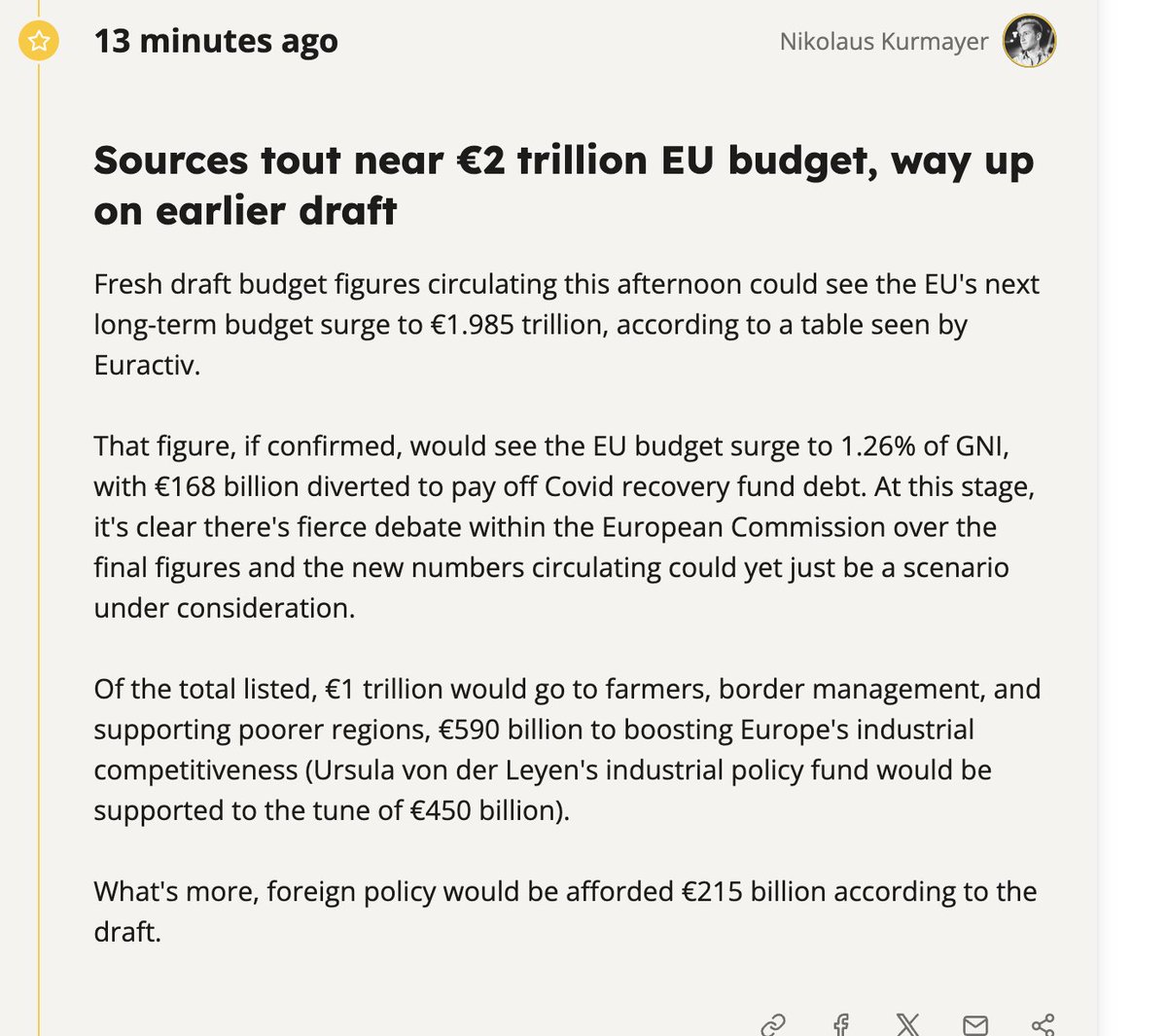 🚨New EU budget numbers are circulating