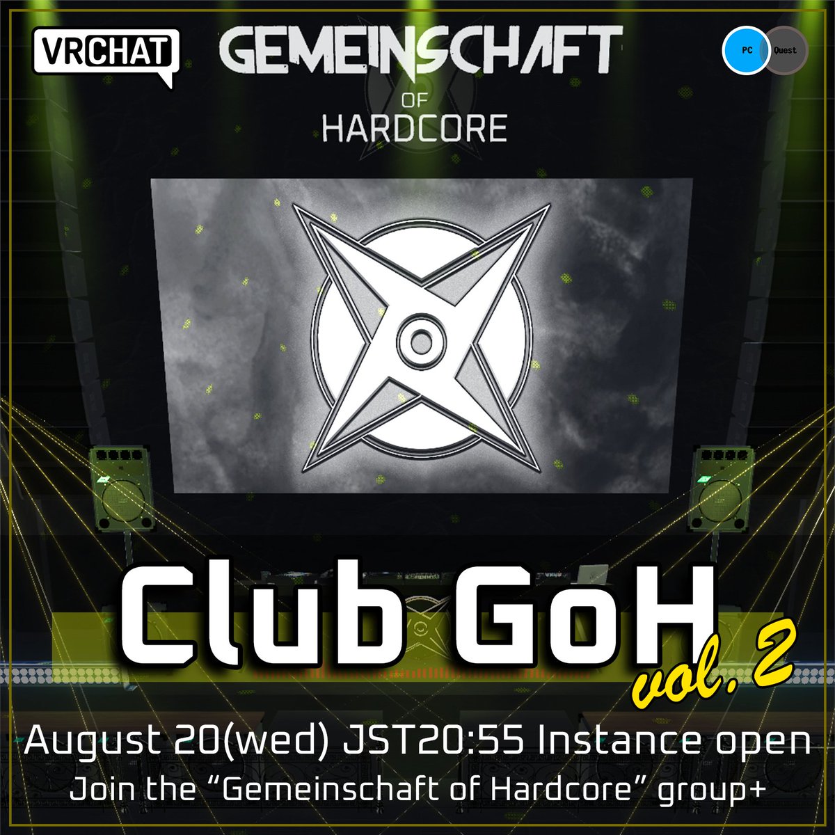 gohofficial_jp's tweet image. 次回開催のお知らせです

🥽Club GoH🥽 vol.2
2025.8.20(wed) group+

次回からはGoHメンバー3人+ゲスト1名の体制で開催です💥
下記サイトよりVRCグループに参加して開催をお待ちください😅😅😅
#Club_GoH
gemeinschafthardco.wixsite.com/gohofficial/vr…