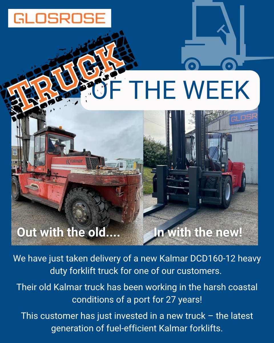 This week’s standout machine: the Kalmar heavy-duty forklift. 

Designed for strength and precision, it’s perfect for tough sites like ports and logistics hubs. 

Add to your fleet today: ow.ly/TgxB50WeFJC

#TruckOfTheWeek #KalmarForklift #HeavyDutyLifting #Glosrose