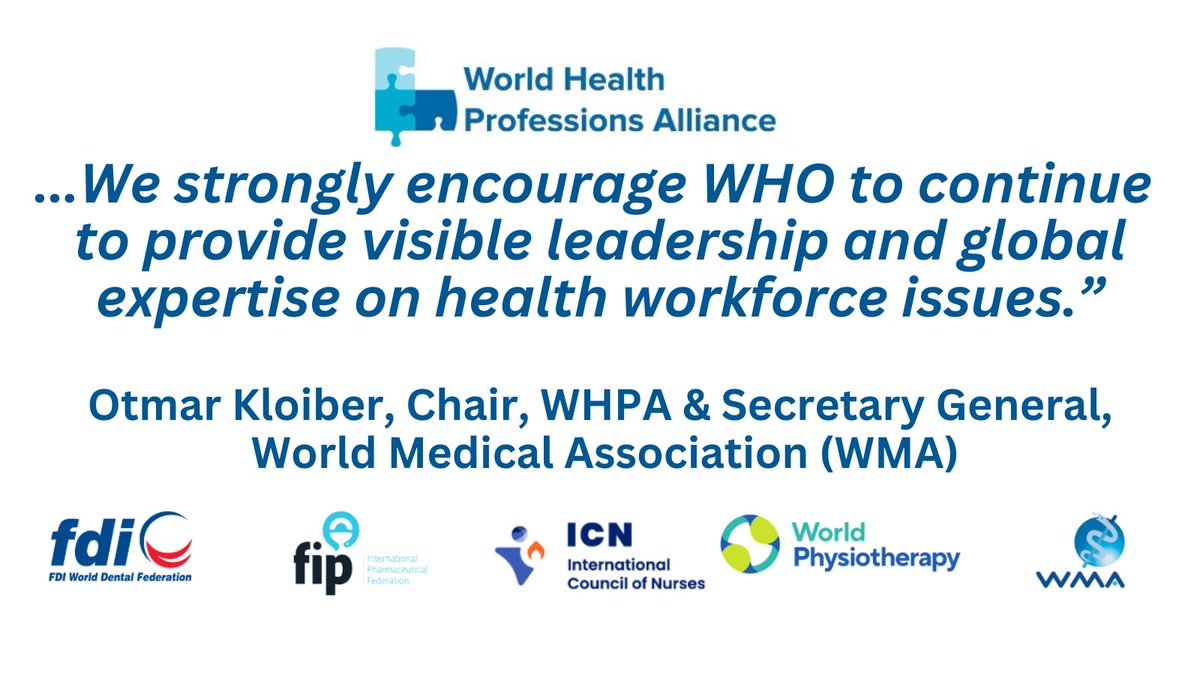 World Medical Association (@medwma) on Twitter photo 📣<a href="/medwma/">World Medical Association</a> part of the call by the <a href="/WHPAlliance/">WHPA</a>
urging the <a href="/WHO/">World Health Organization (WHO)</a> to maintain strong leadership on health workforce! 🔗ow.ly/97wQ50Wqxqc
<a href="/ICNurses/">ICN</a> <a href="/fdiworlddental/">FDI World Dental Federation</a> <a href="/FIP_org/">FIP</a> <a href="/WorldPhysio1951/">World Physiotherapy</a> #HealthWorkforce #HealthProfessionals #PublicHealth 📣<a href="/medwma/">World Medical Association</a> part of the call by the <a href="/WHPAlliance/">WHPA</a>
urging the <a href="/WHO/">World Health Organization (WHO)</a> to maintain strong leadership on health workforce! 🔗ow.ly/97wQ50Wqxqc
<a href="/ICNurses/">ICN</a> <a href="/fdiworlddental/">FDI World Dental Federation</a> <a href="/FIP_org/">FIP</a> <a href="/WorldPhysio1951/">World Physiotherapy</a> #HealthWorkforce #HealthProfessionals #PublicHealth